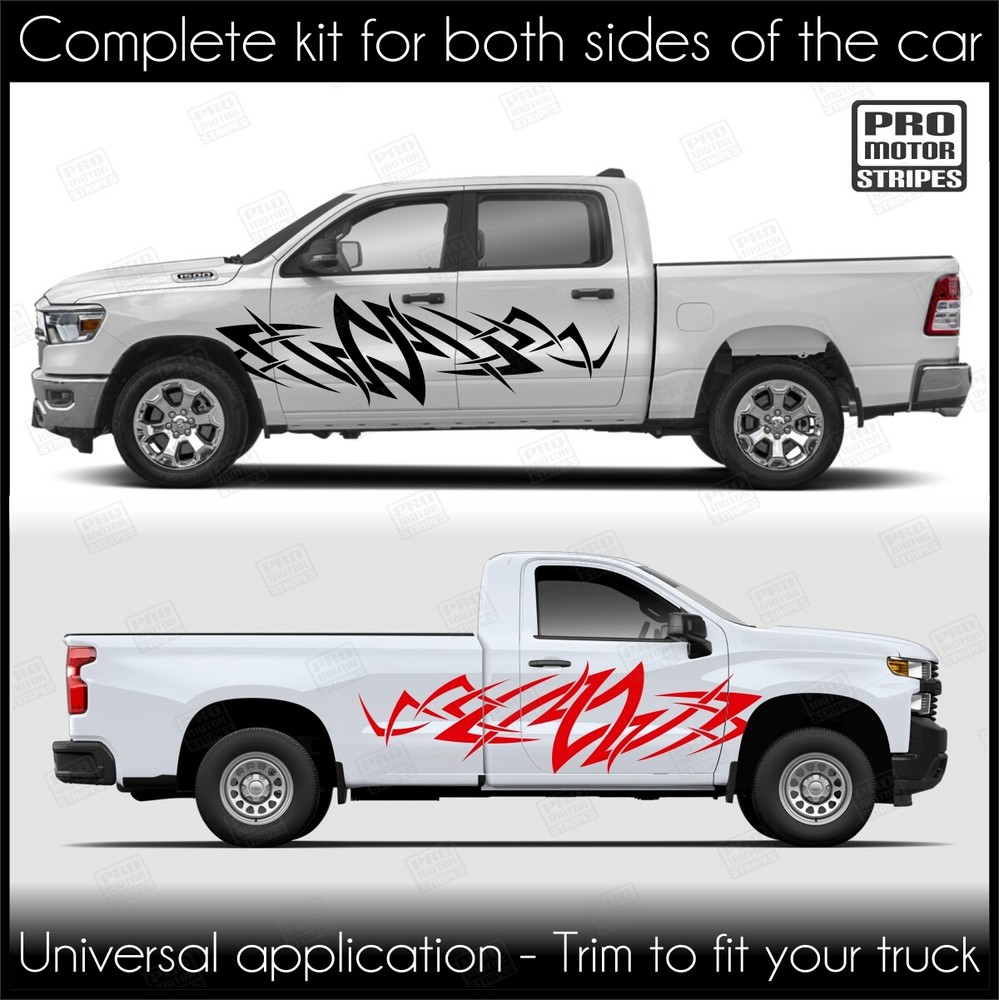 Tribal Razor Side Stripes Decals For Chevrolet Silverado Colorado S10 WT LT EV