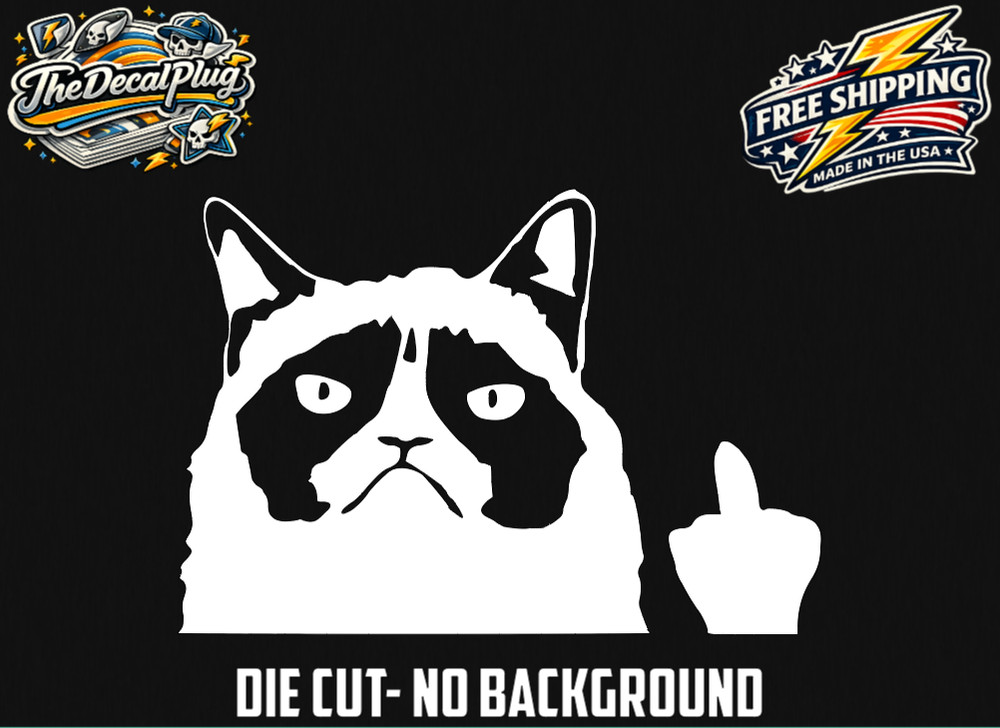 Grumpy Cat Flipping Off Vinyl Decal Sticker Funny Car Truck Window Laptop