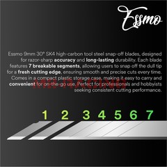 ESSMO 10pcs 30° Utility Knifes Blades Stainless Steel Vinyl Wrap Graphics Tools