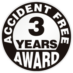 Accident Free 3 Years Award Bumper Sticker Military Vinyl Soldier Decal 5″
