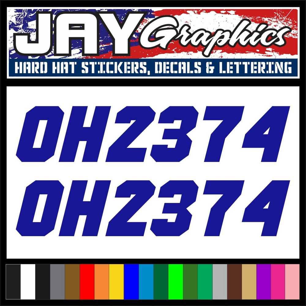 pair – Custom Printed SNOWMOBILE REGISTRATION Numbers Lettering / Many Colors!