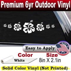 Hibiscus Flowers Row Car Truck Window Laptop Decal Sticker White 8X2.1