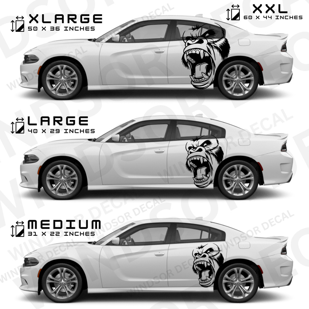 XL Gorilla Angry Head Decal for Both Sides fits Charger 1 Pair Universal fit