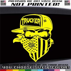 TRUCKER USA Skull Vinyl Decal Sticker SUV Car Truck Window DIE CUT HIGH QUALITY
