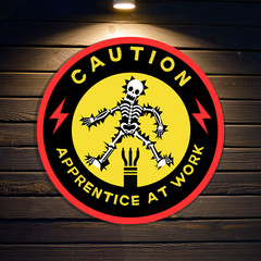 Sticker “Caution Apprentice at Work” 100% Vinyl 3″ Hard Hat, Toolbox, Gift