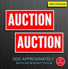2X AUCTION STICKER SIGN, VINYL WATERPROOF STICKER FOR REALESTATE BUSINESS