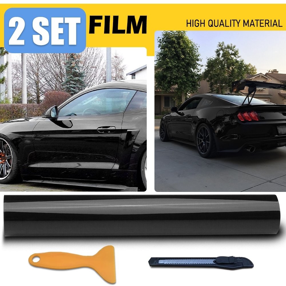 2SET 12″x60″Auto Gloss Black Wrap Vinyl Film Car Interior Wrap Stickers w/ tools