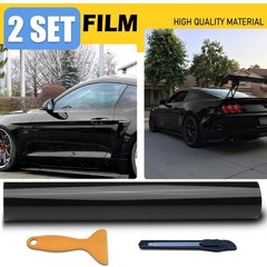 2SET 12″x60″Auto Gloss Black Wrap Vinyl Film Car Interior Wrap Stickers w/ tools