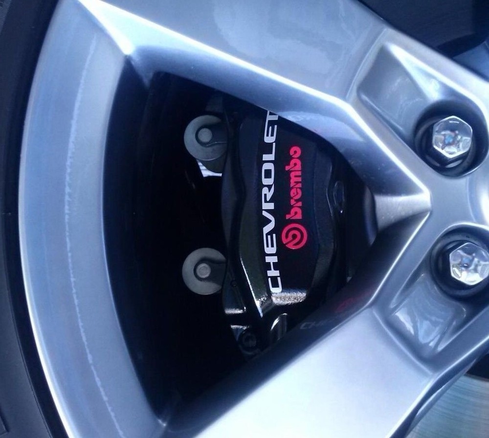 Silver / Red CHEVROLET + BREMBO Camaro Brake Caliper Decal Stickers Hi-Temp 4x