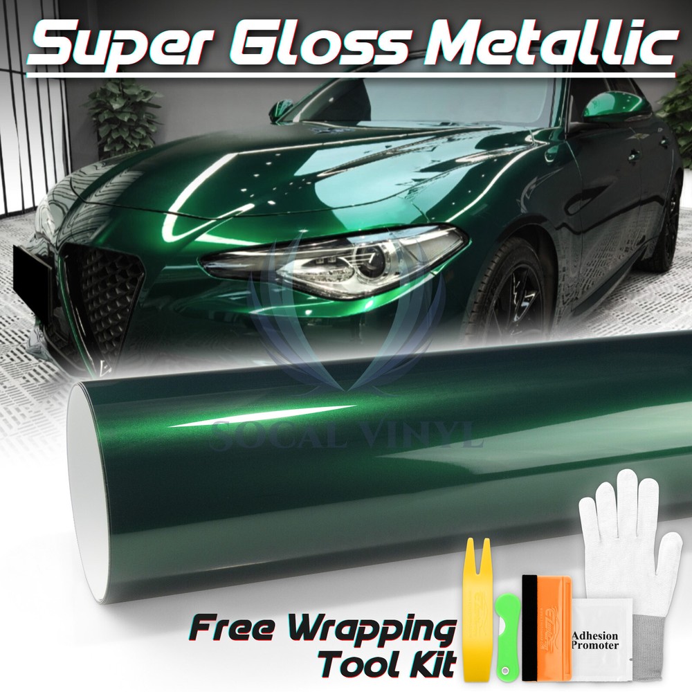 Premium Super Gloss Metallic Peacock Green Vinyl Car Wrap Sticker Decal Sheet