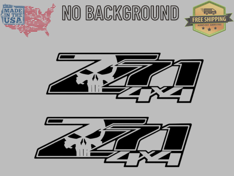 Fits Chevrolet Silverado Z71 Punisher Vinyl Decal Punisher Off Road 4×4 – Pair