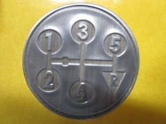 5-Speed 40mm REPLACEMENT EMBOSED ALUMINUM Sticker Manual Shift Decal