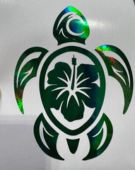 Turtle Hibiscus Flower Decal Car Window Vinyl Laptop Sticker HOLOGRAPHIC Colors