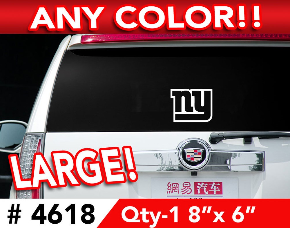 NY GIANTS “NY” OUTLINE CUTOUT DECAL STICKER 8″w x 6″h Any 1 Color