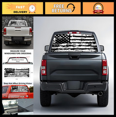 65×22 Inch American Flag Truck Rear Window Decal – Customizable Truck Decor