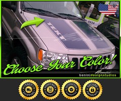 Custom Vinyl Hood Racing Stripes Graphics 3 – FITS 99-04 Jeep Grand Cherokee WJ
