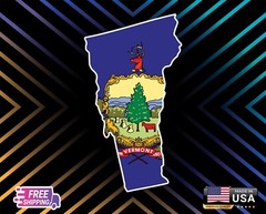 VERMONT STATE MAP FLAG, STICKER, DECAL, 6 YR VINYL TRUCK CAR IA LAMINATED