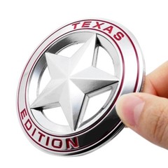 METAL Texas Edition Sticker Emblem Decal Lone Star Badge For Truck (Silver/Red)
