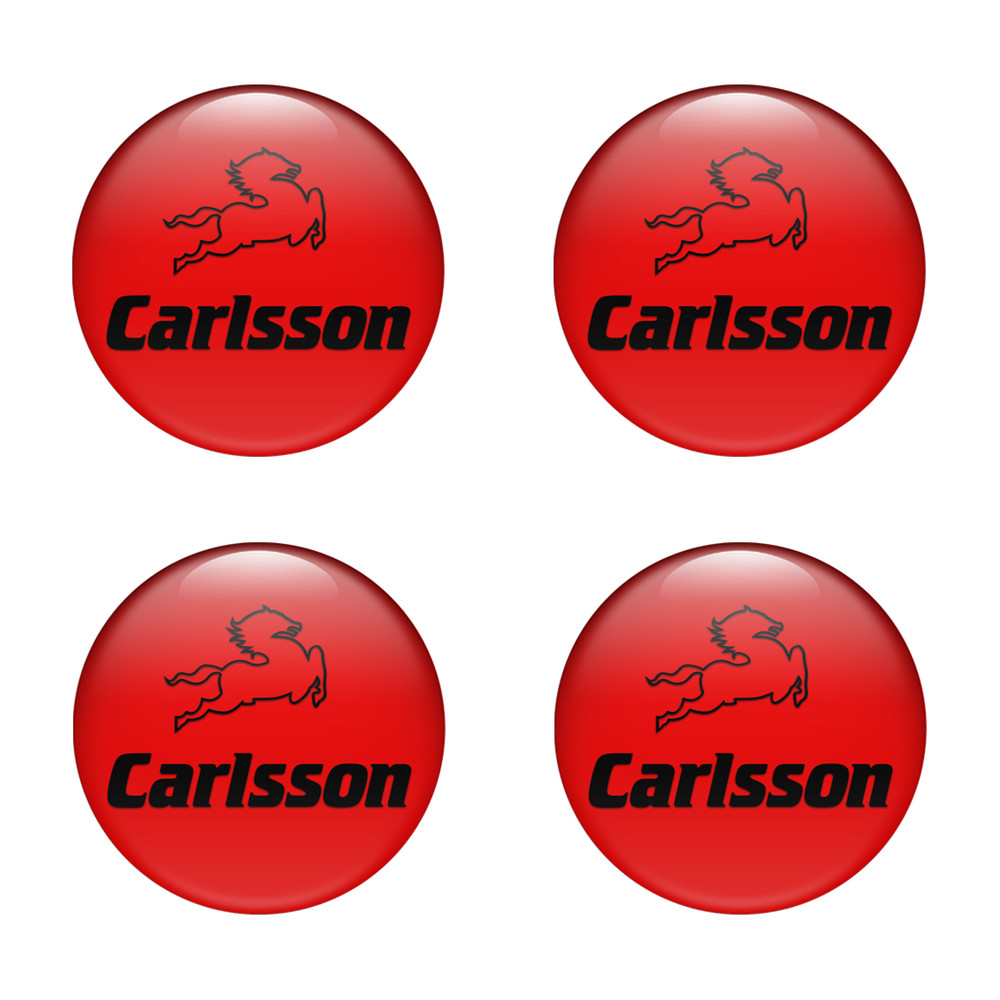 4st. Aufkleber CARLSSON Logo für Radkappen Nabendeckel Felge Silicone Embleme
