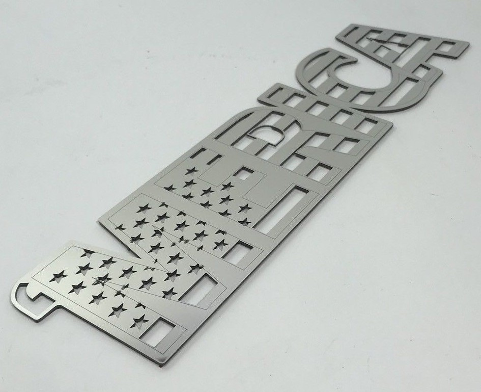 Stainless Steel “MERICA” Adhesive Emblem Decal for Cars & Trucks (Polished)