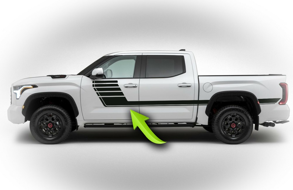 Strobe Hockey Bed Side Racing Stripes Graphics Decal FITS 2022 Toyota Tundra