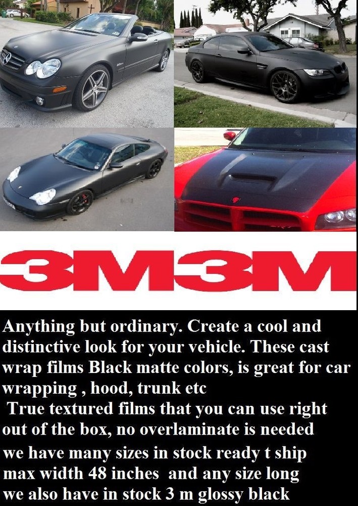 12″ x 20 ft Black Matte 3M Graphic Vinyl Film Sheet Car Wrap 3M USA