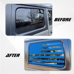 Blue Rear Side Window American Flag Decal For Jeep Wrangler JL JLU 2018+ 4-Door