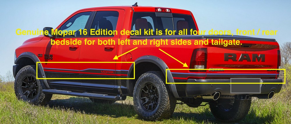 2016 RAM 1500 MOPAR 16 Edition Body Decal 68332072AA – MSRP $460