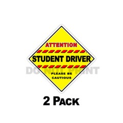 Attention Student Driver – Please be Cautious – Decals DIAGONAL Stickers 4″