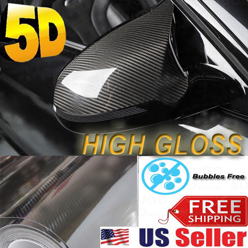 5D Waterproof Carbon Fiber Vinyl Car Wrap Film Sticker Decal Paper 30*152cm US