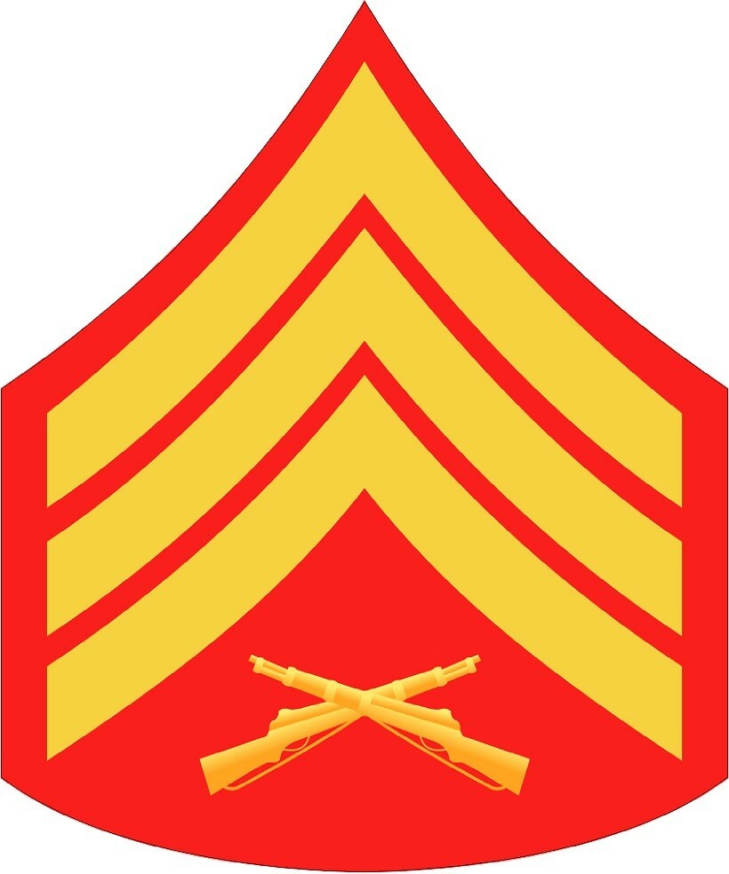 USMC Marine E-5 SGT Rank Insignia SET Red Yellow Printed / Laminated 3.25″ x 4″
