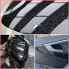 Forged Carbon Fiber Vinyl Wrap Film Glossy Black Car Interior Sticker Sheet Roll