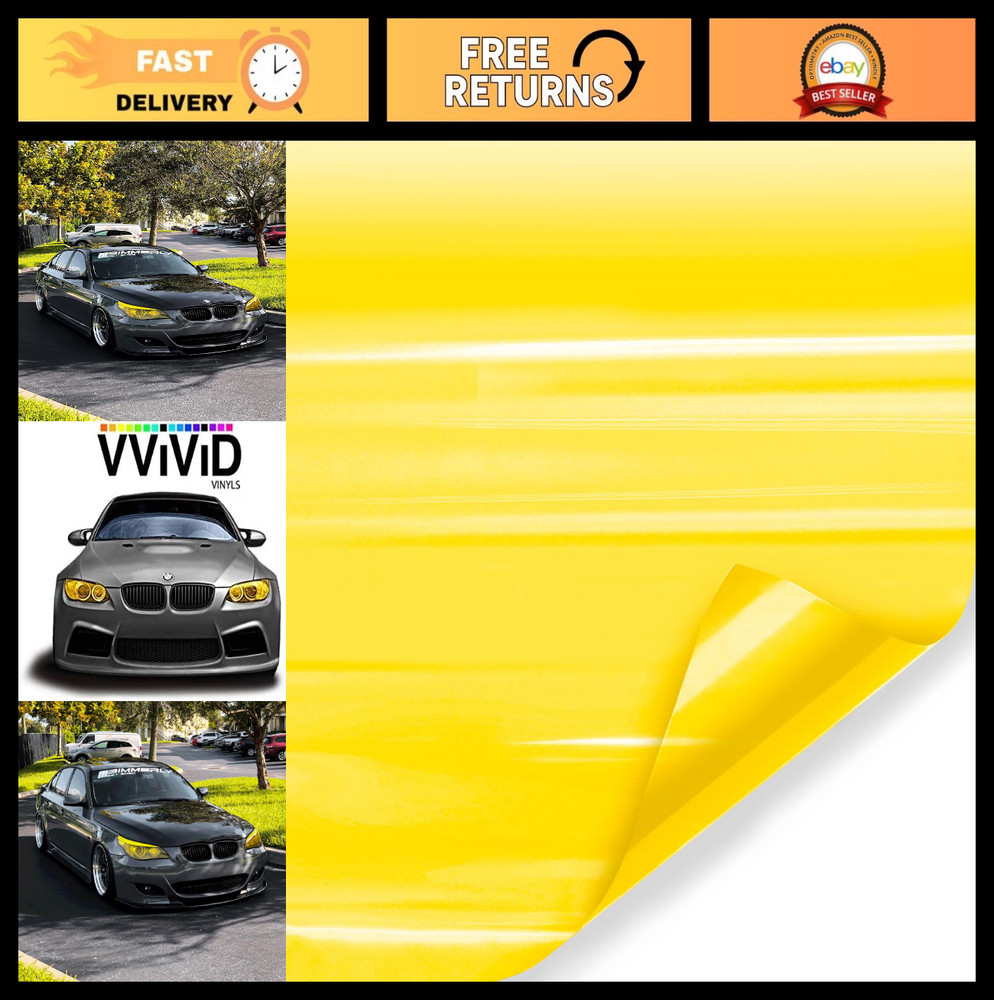 Golden Yellow Headlight Tail Light Window Tint Film – 17.9″ x 48″ Large Roll