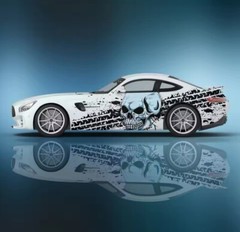 Skull ink tire prints Car Side Sticker Vinyl ; Tough Decals For Guys, Both Sides