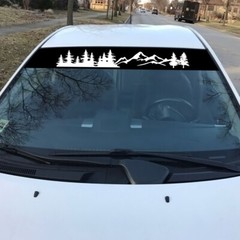 Car Front Windshield Sticker Banner Tree Mountain Graphic Vinyl Decal Decoration