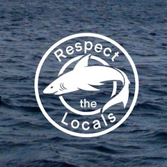 Hand drawn Shark Decal / Respect the Locals / Shark Stickers / Shark Car Decal