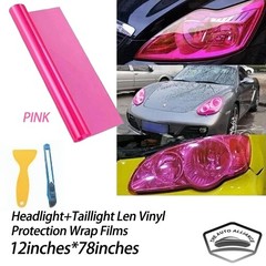 12×78 Headlight Taillamp Gloss Transparent Pink Len Vinyl Protection Wrap Film