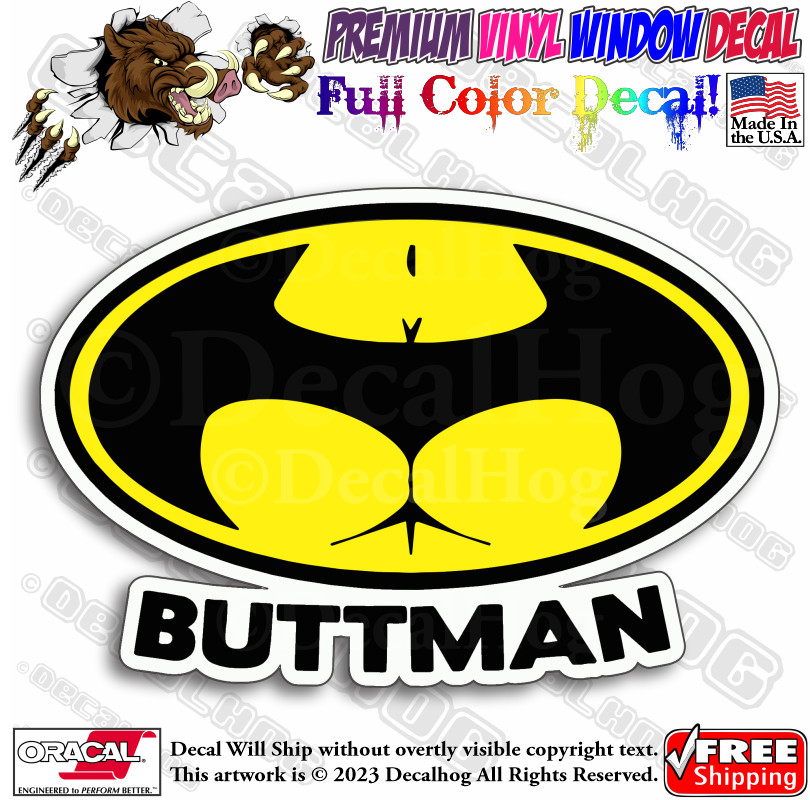Buttman Batman Parody Funny Full Color Car Truck Window Vinyl Decal Sticker.