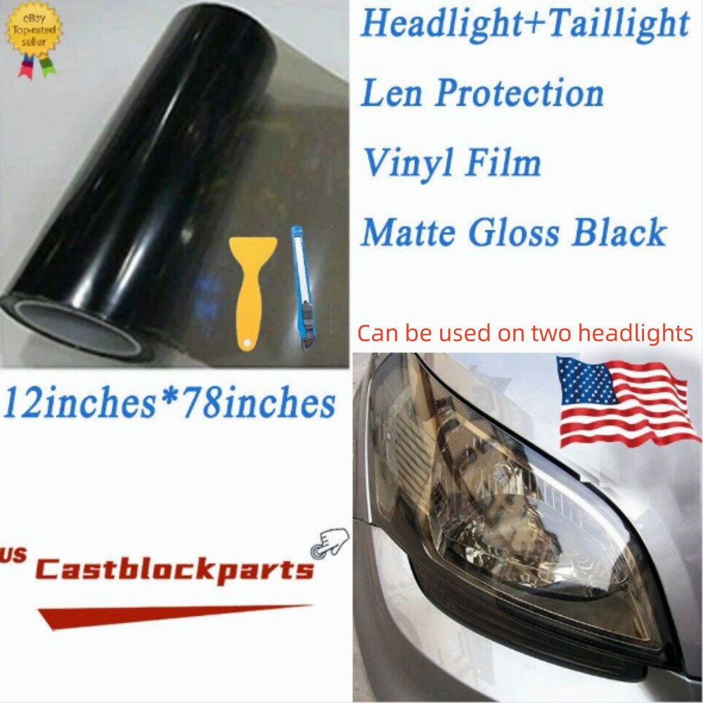 12″x78″Fit For Headlight Taillight Matte Gloss Black Lens Vinyl Protection Film