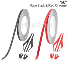 1/8″ 3mm Matte Black & Red Chrome Pinstriping Pin Stripe DIY Vinyl Decal Sticker