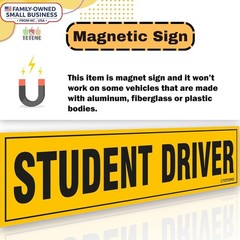 Reflective Student Driver Sign – 12″x3″ Magnetic Safety Bumper Sticker 2-Pack
