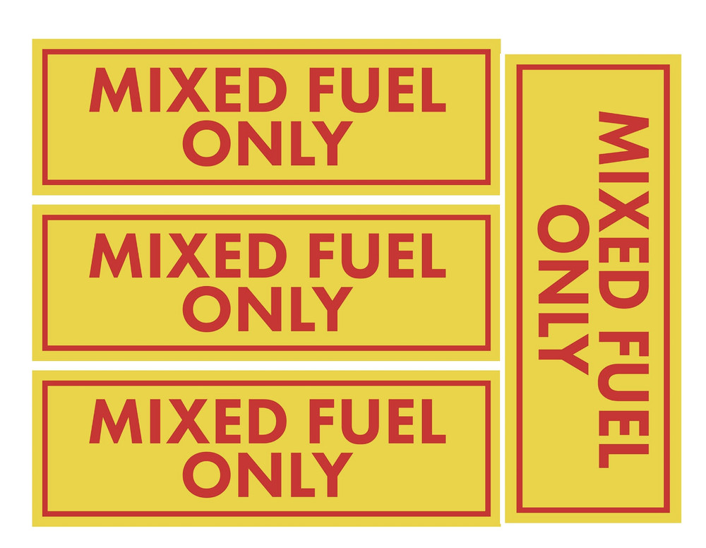 MIXED FUEL ONLY Sticker Gas Gasoline Oil MIX RACE Can Trimmer Lawn Yard Decal 4X