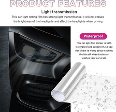 Car Headlight Vinyl Film Sticker Sheet Roll, 12″×48″ Self-Adhesive Sticker for T