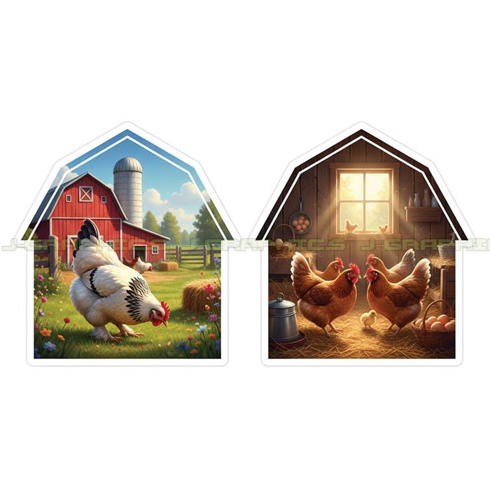Chicken Animal Vinyl Decal Sticker Farm Barn Ranch Country 2 Pack F