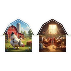 Chicken Animal Vinyl Decal Sticker Farm Barn Ranch Country 2 Pack F