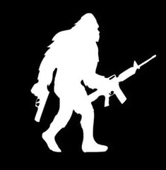 Sasquatch Big Foot Mountain Tactical NRA Rifle DieCut Vinyl Window Decal Sticker