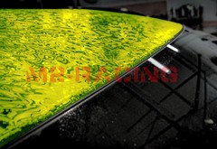 PET Damascus Steel Forged Carbon Fiber Lime Green Car Vinyl Wrap Decal Sticker