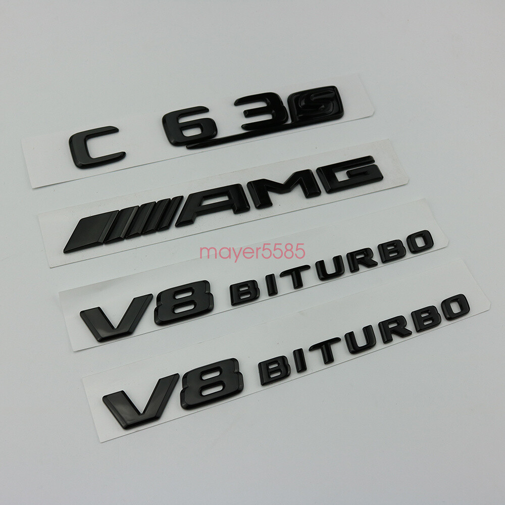 Matte black C63s AMG V8 BITURBO Trunk Emblem Badge Sticker for Mercedes Benz C63