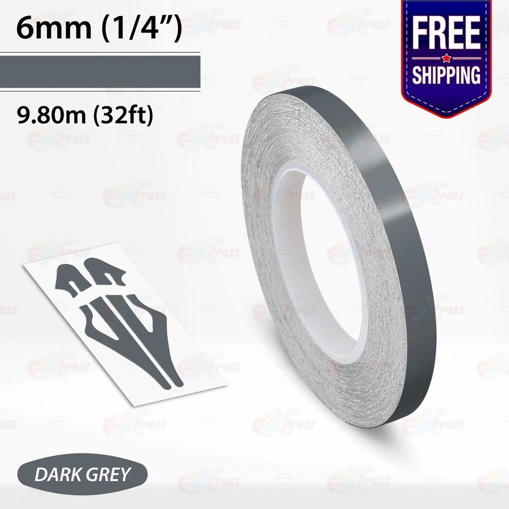 DARK GRAY 1/4″ PIN STRIPE Car Model Motorcycle Decal TAPE Vinyl Sticker 6mm