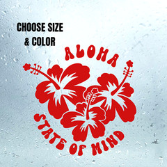 Aloha State of Mind Hibiscus Flower Decal | Hawaiian Sticker Car Window Vinyl